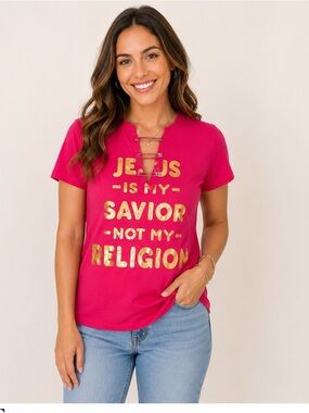 Love Dazed Women’s Hot Pink Graphic Tee with Gold Script